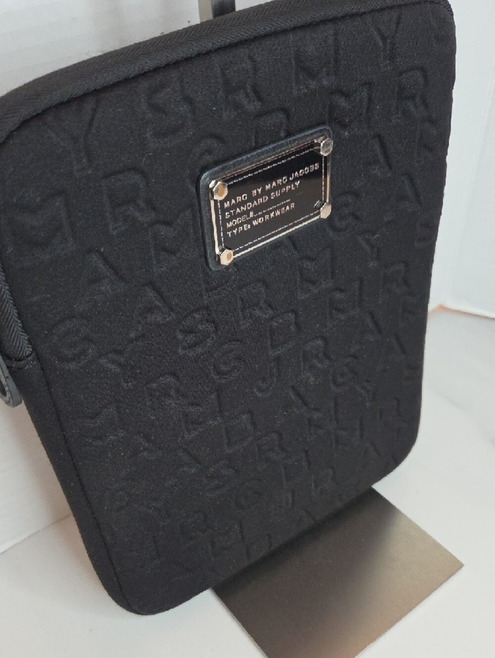 Marc by Marc Jacobs Black Embossed Logo Tech Sleeve with Silver Plaque - Picture 2 of 7